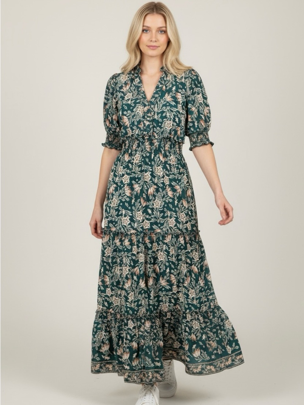 Max Studio London Tiered Smocked Maxi Dress